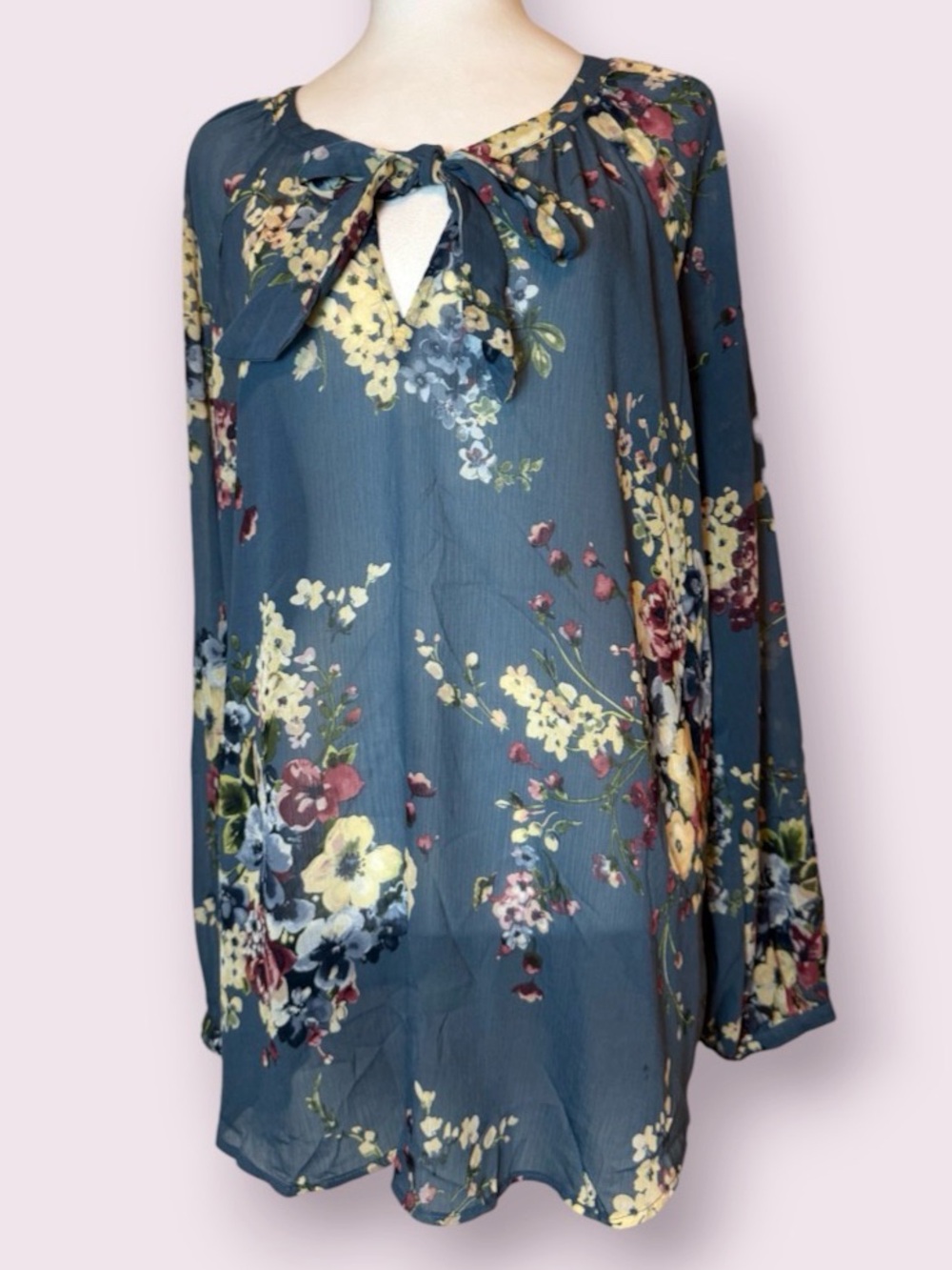 Torrid Chiffon Floral Tie Front Blouse Size 2X